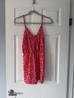 Red Floral Spaghetti Strap Romper